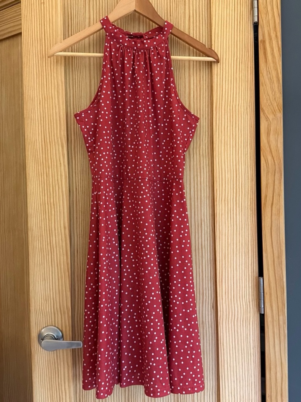 Red Polka Dot Halter Dress XS